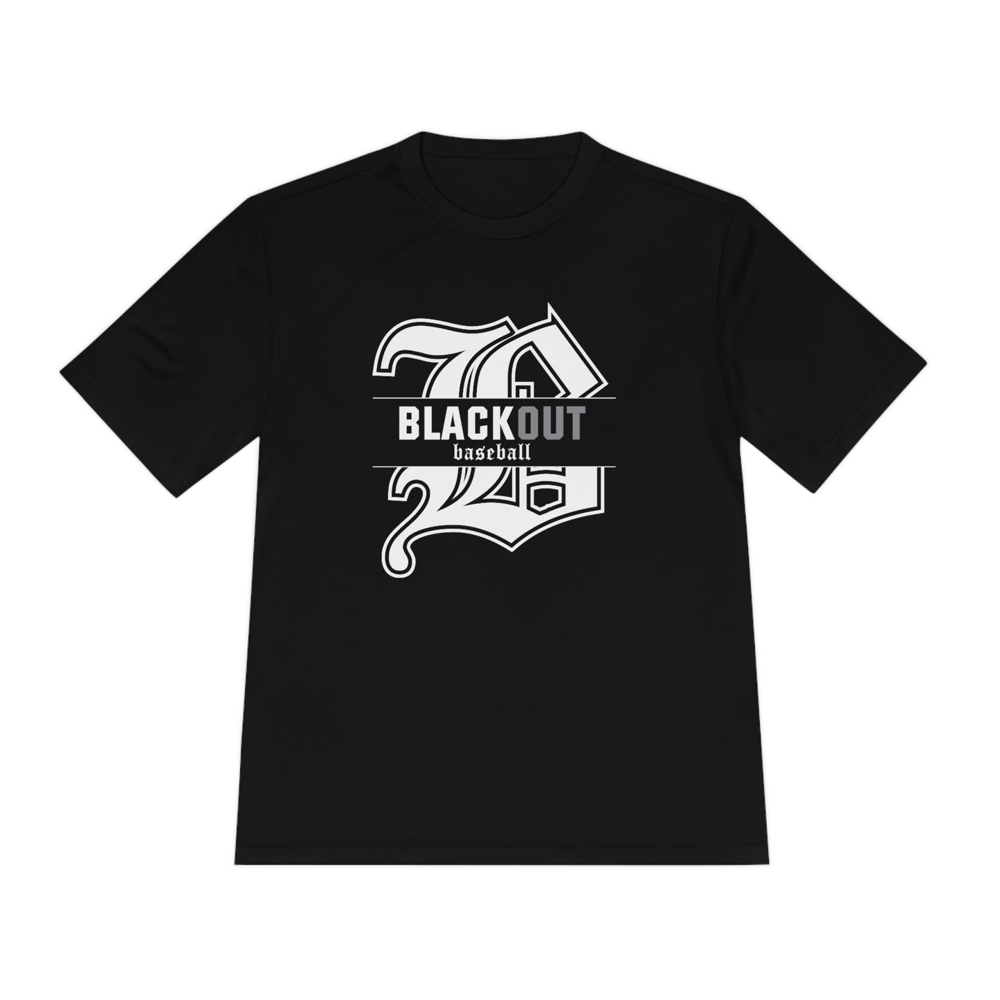 ADULT - PERSONALIZED Name - "Blackout Baseball" Moisture-Wicking T-Shirt - (Black, White, or Gray)