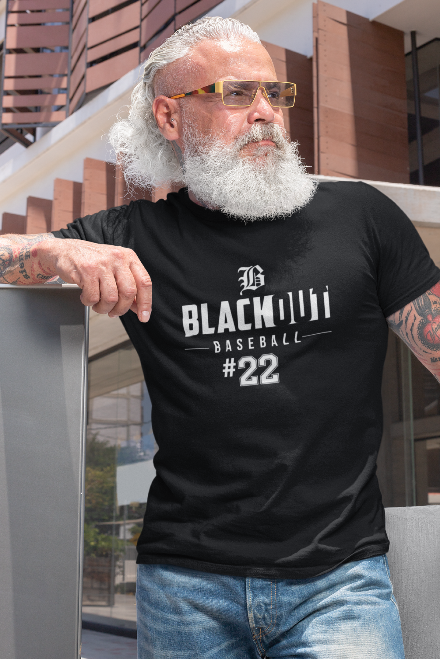 ADULT - PERSONALIZED Number - "Blackout Baseball #00" 100% Cotton T-Shirt - (Black, White, or Gray)