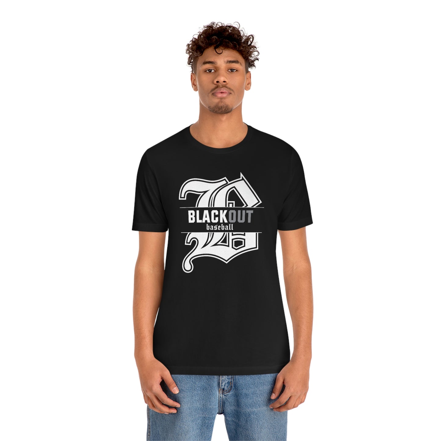 ADULT - PERSONALIZED Name - "Blackout Baseball" 100% Cotton T-Shirt - (Black, White, or Gray)