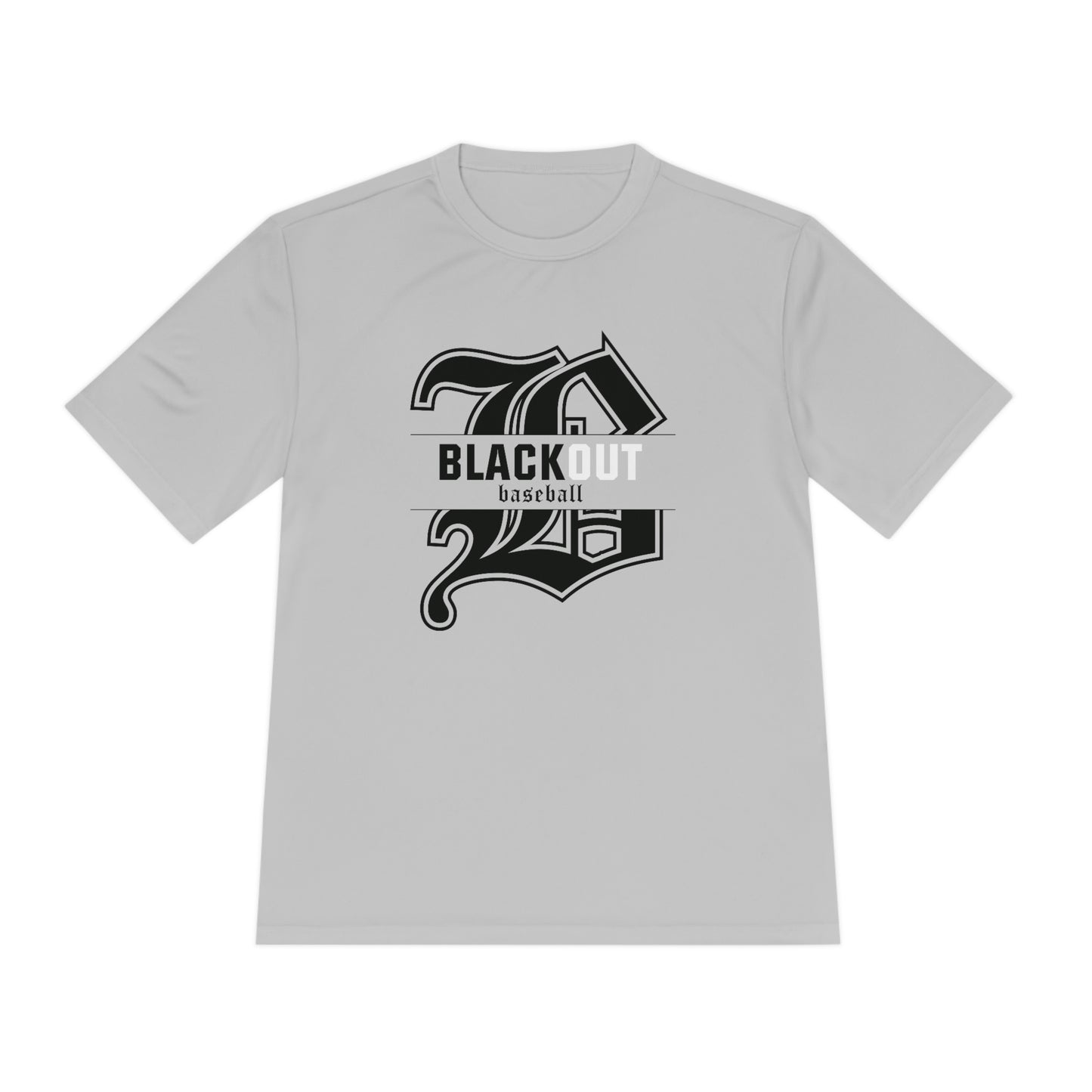 ADULT - PERSONALIZED Name - "Blackout Baseball" Moisture-Wicking T-Shirt - (Black, White, or Gray)