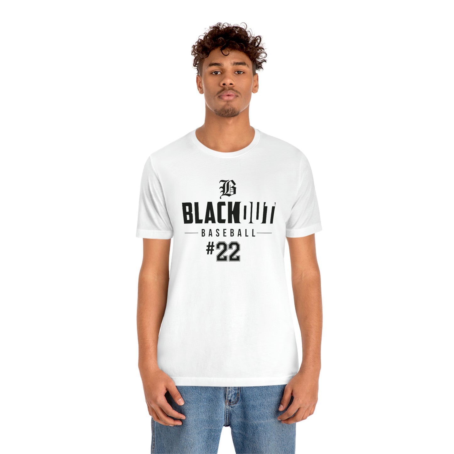 ADULT - PERSONALIZED Number - "Blackout Baseball #00" 100% Cotton T-Shirt - (Black, White, or Gray)