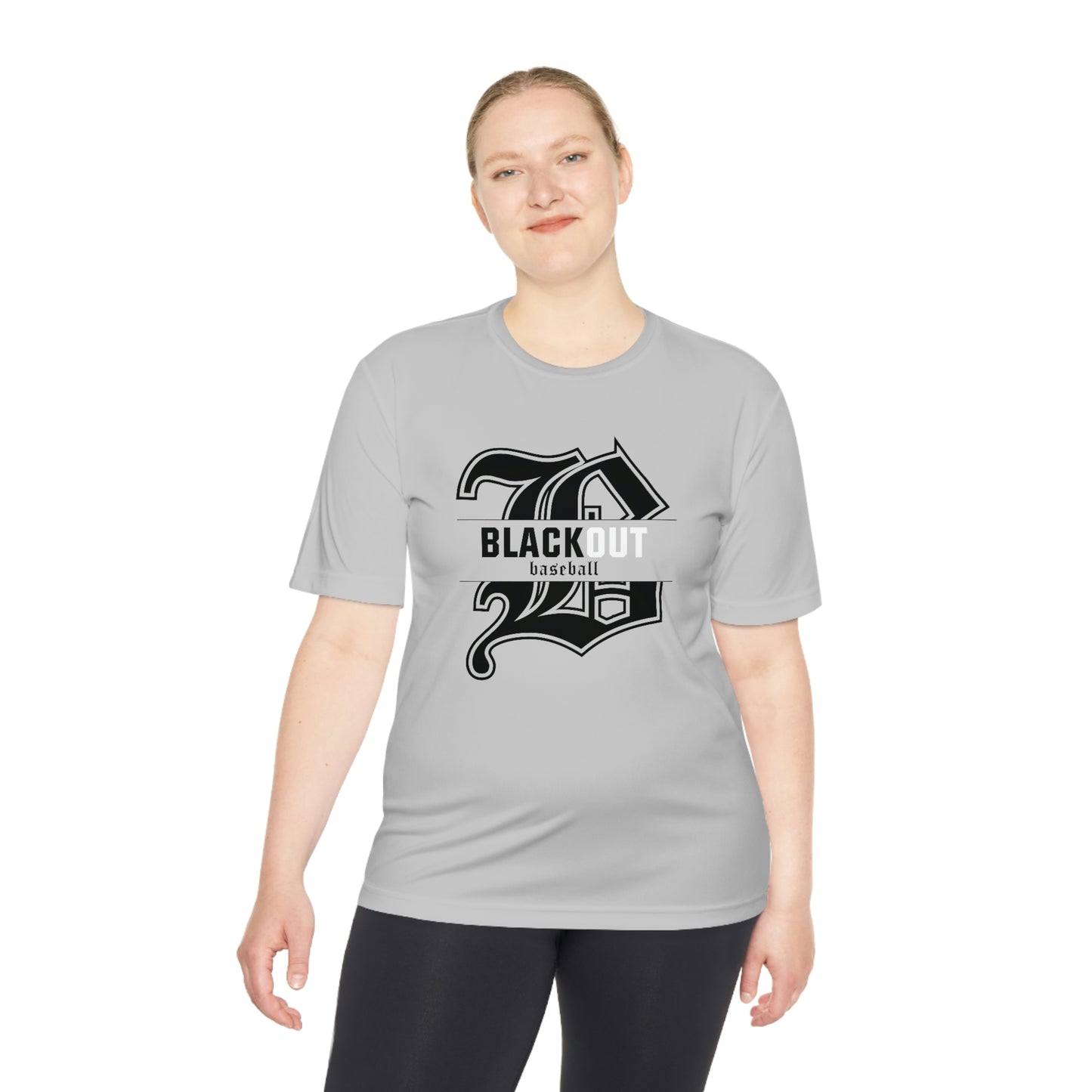 ADULT - PERSONALIZED Name - "Blackout Baseball" Moisture-Wicking T-Shirt - (Black, White, or Gray)