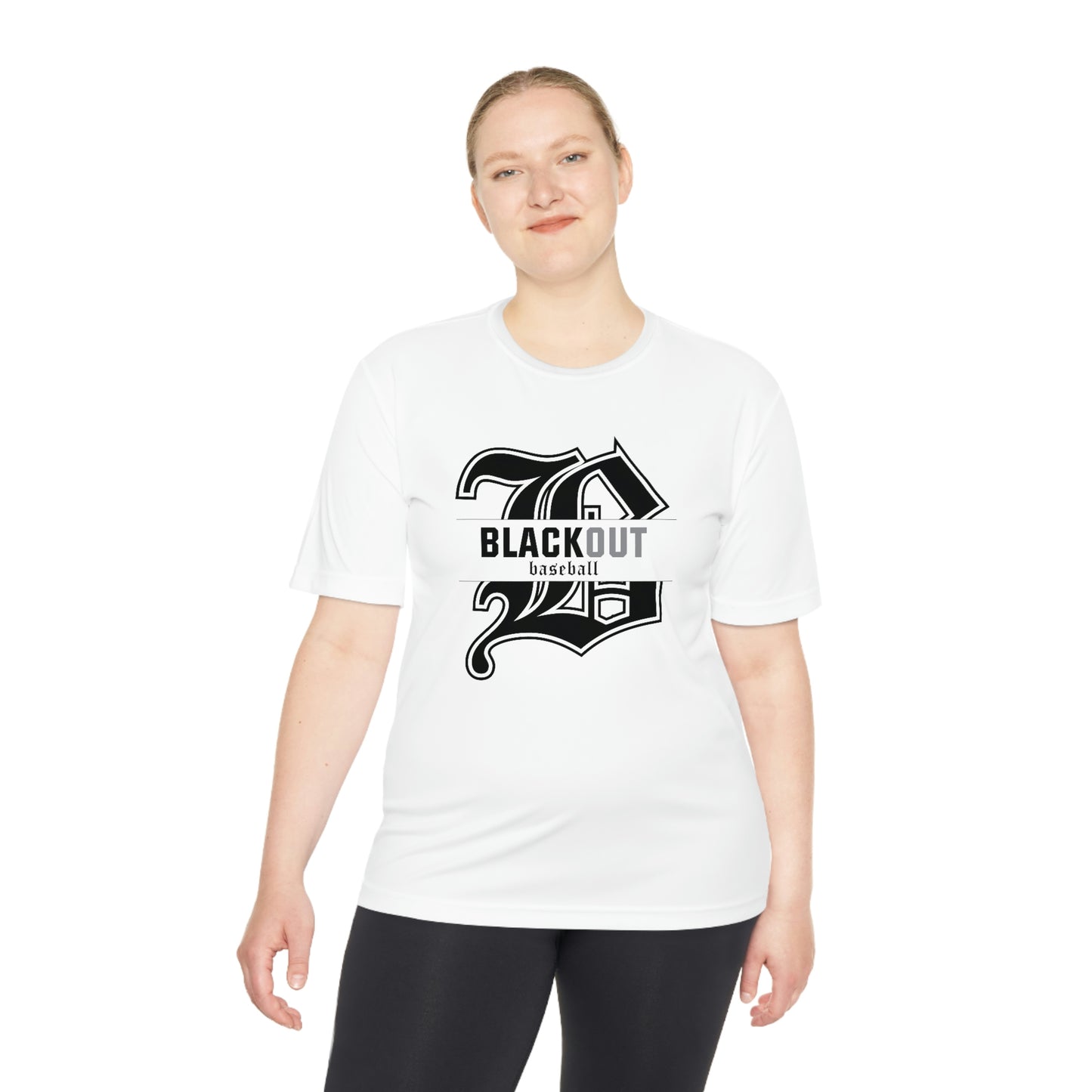 ADULT - PERSONALIZED Name - "Blackout Baseball" Moisture-Wicking T-Shirt - (Black, White, or Gray)