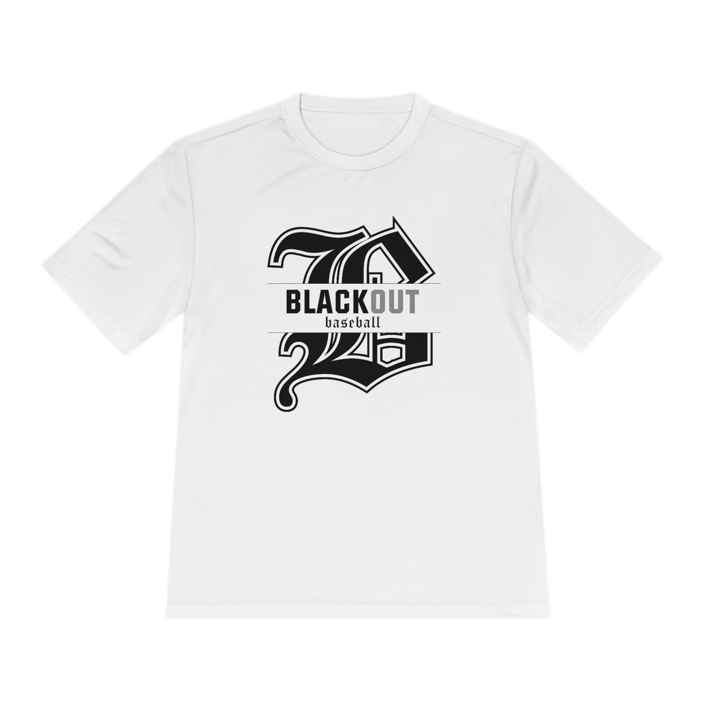 ADULT - PERSONALIZED Name - "Blackout Baseball" Moisture-Wicking T-Shirt - (Black, White, or Gray)