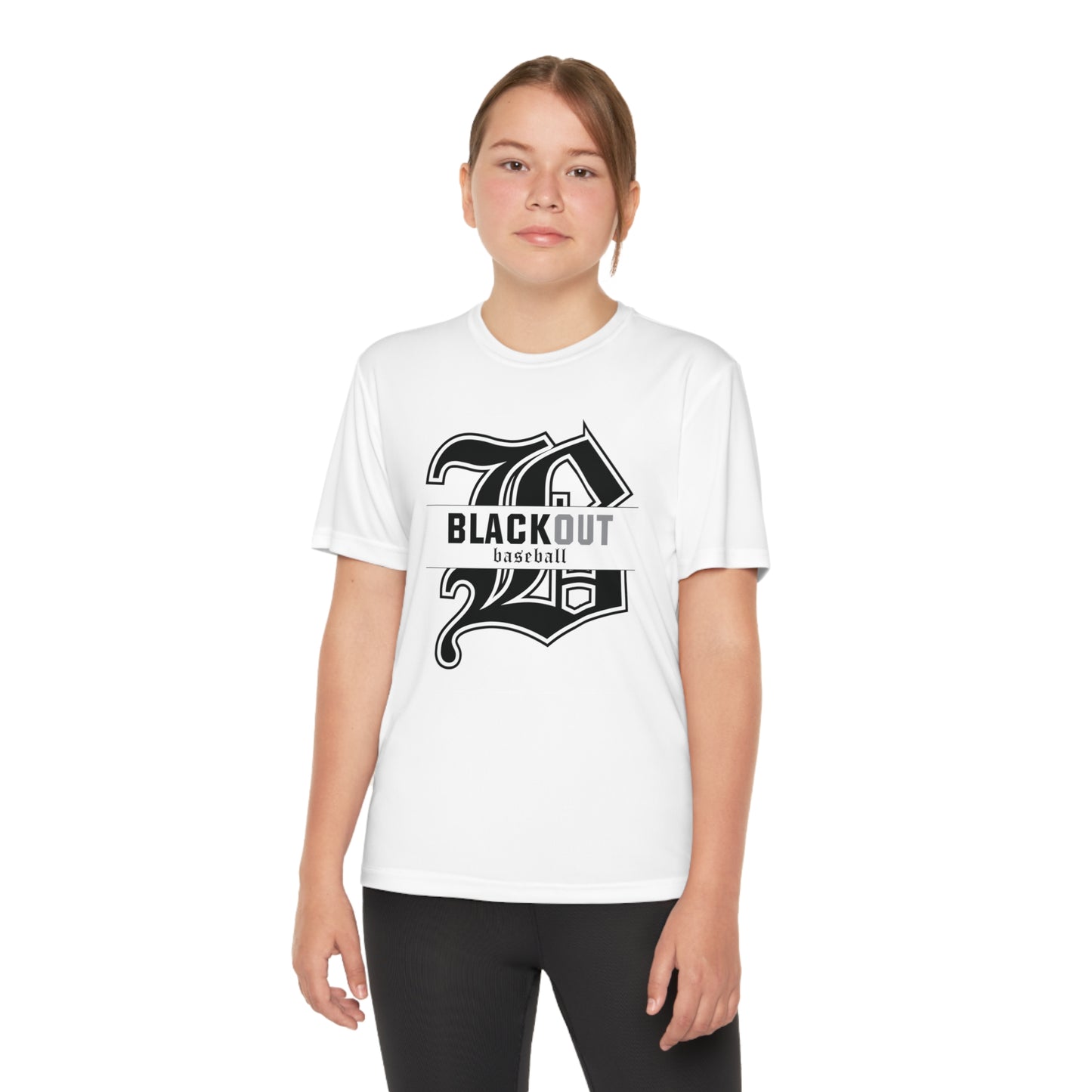 YOUTH - "Blackout Baseball" Moisture-Wicking T-Shirt - (Black, White, or Gray)