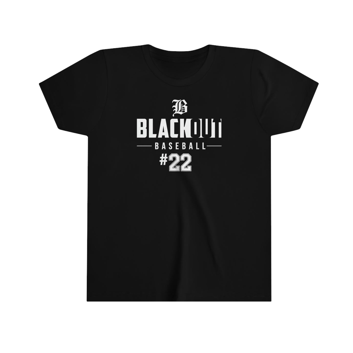 YOUTH - PERSONALIZED Number - "Blackout Baseball" 100% Cotton - (Black, White, or Gray)