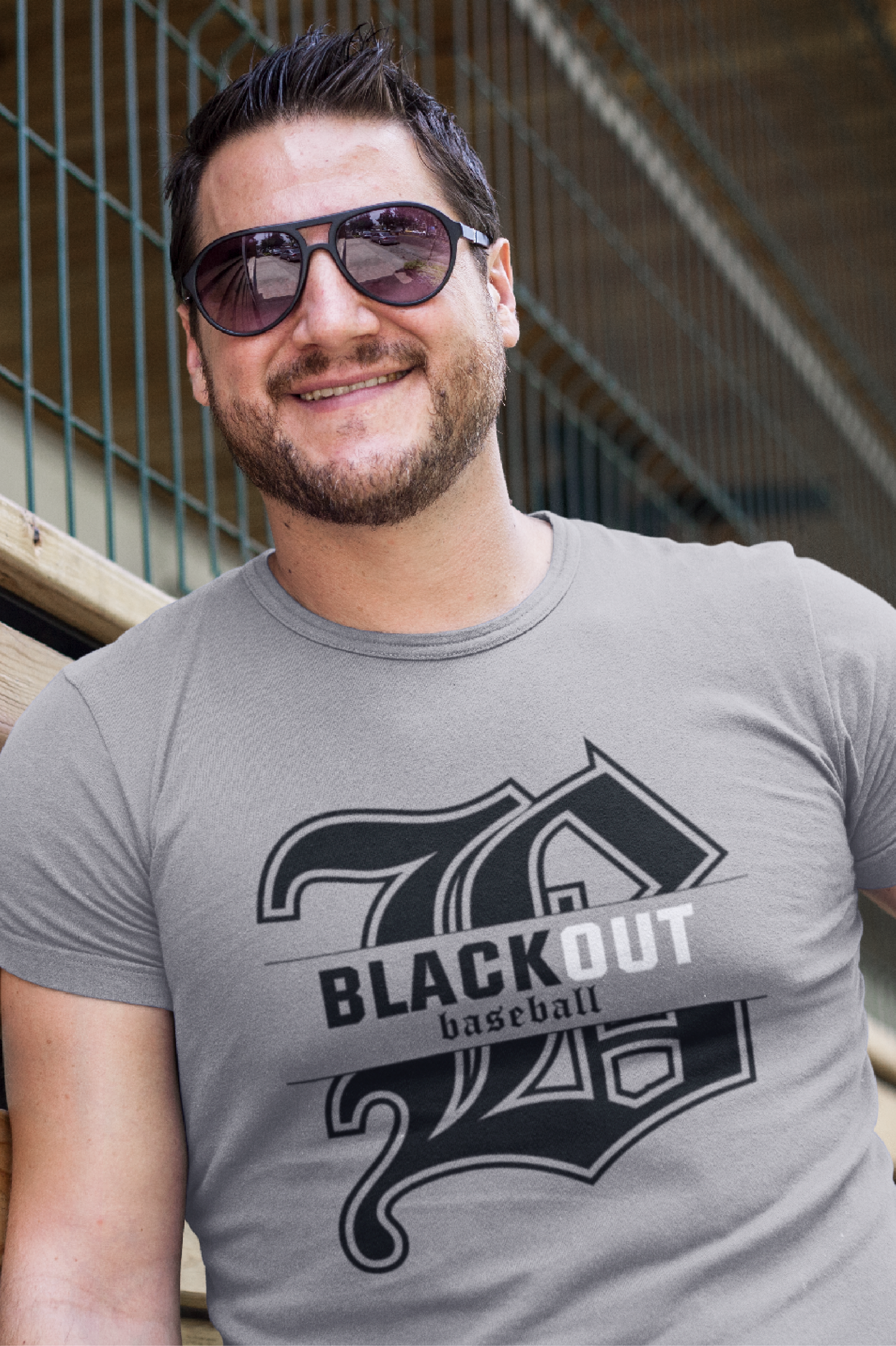 ADULT - PERSONALIZED Name - "Blackout Baseball" Moisture-Wicking T-Shirt - (Black, White, or Gray)