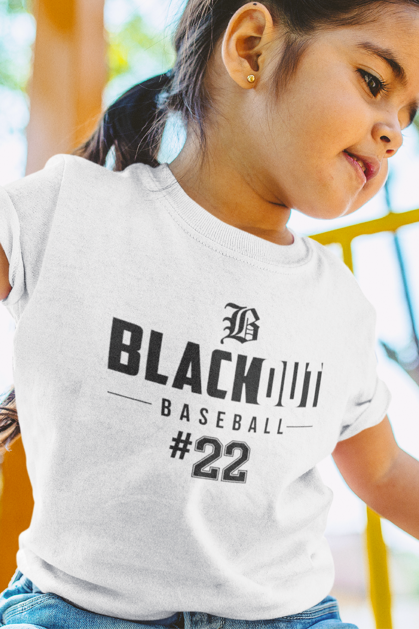 YOUTH - PERSONALIZED Number - "Blackout Baseball" 100% Cotton - (Black, White, or Gray)
