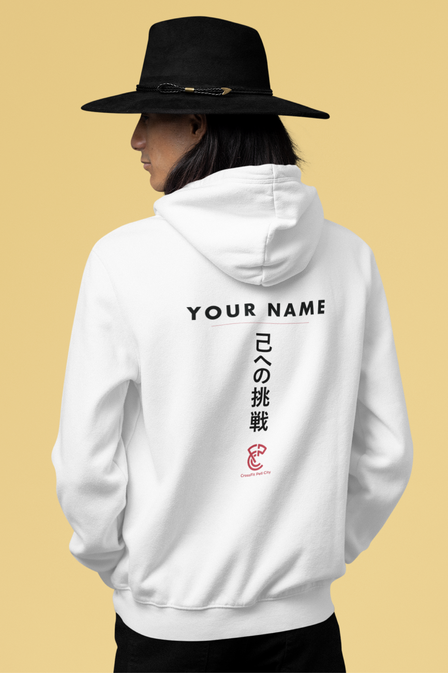 PERSONALIZED Name - CFPC "One Must Challenge Himself" Hoodie, Japanese Letters - (Black or White)