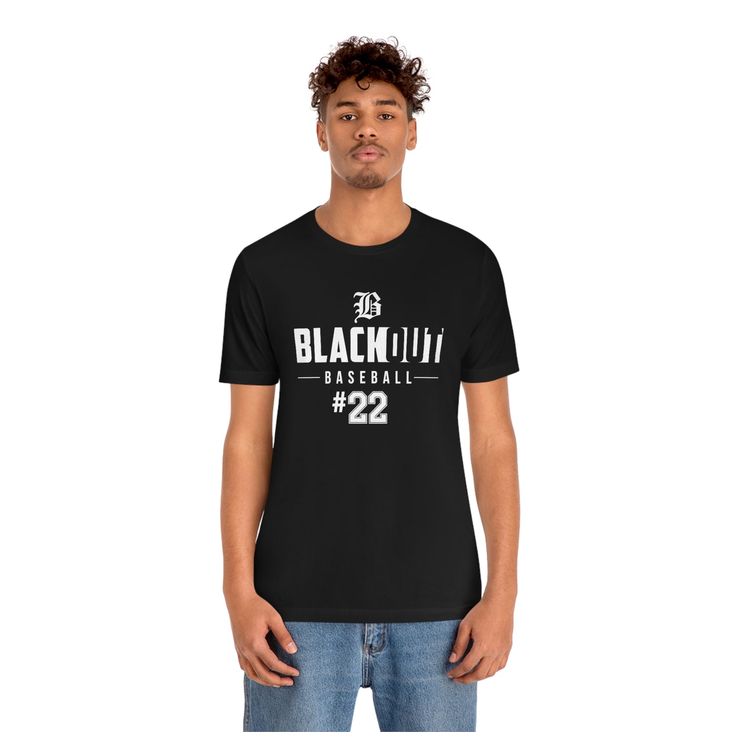 ADULT - PERSONALIZED Number - "Blackout Baseball #00" 100% Cotton T-Shirt - (Black, White, or Gray)