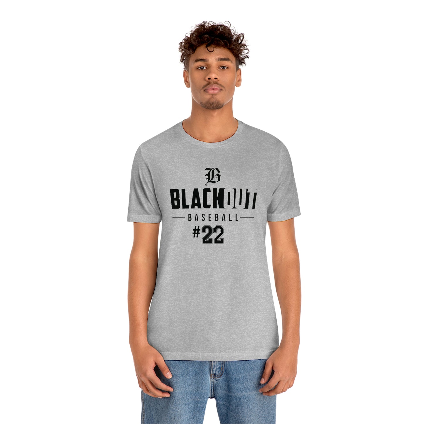 ADULT - PERSONALIZED Number - "Blackout Baseball #00" 100% Cotton T-Shirt - (Black, White, or Gray)